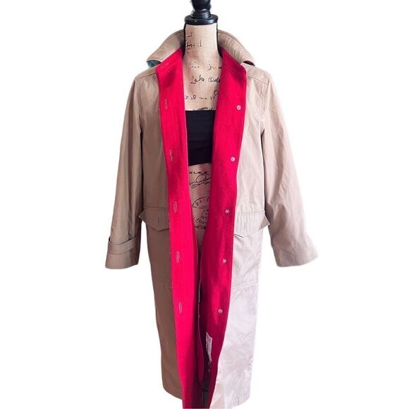 Vintage Tempo Europo by London Fog Tan with Red Lining Trench Rain Coat Size 8 - Picture 1 of 9